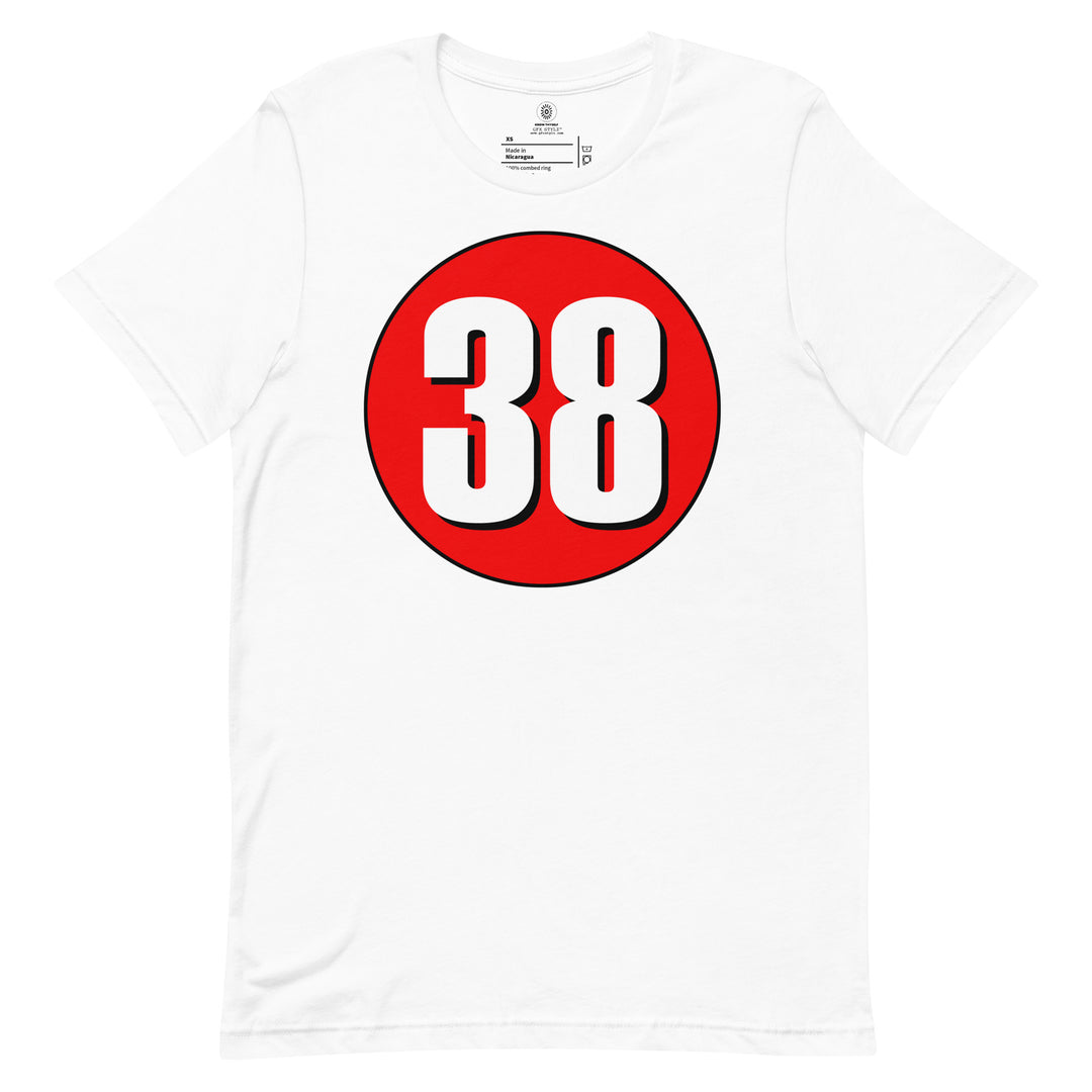 Unisex t-shirt: White on Red 38