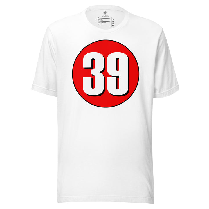 Unisex t-shirt: White on Red 39