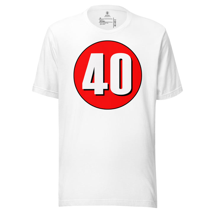 Unisex t-shirt: White on Red 40