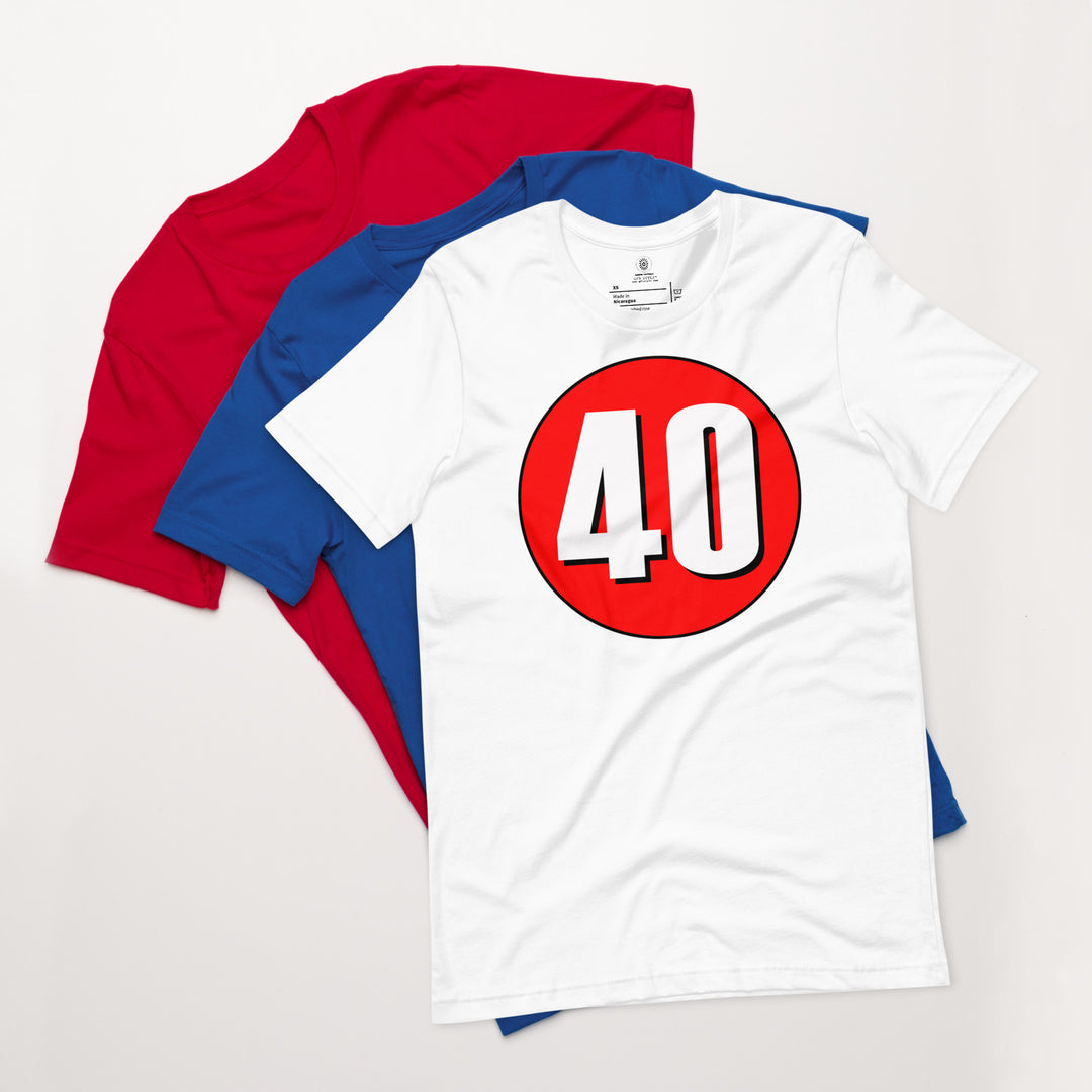 Unisex t-shirt: White on Red 40