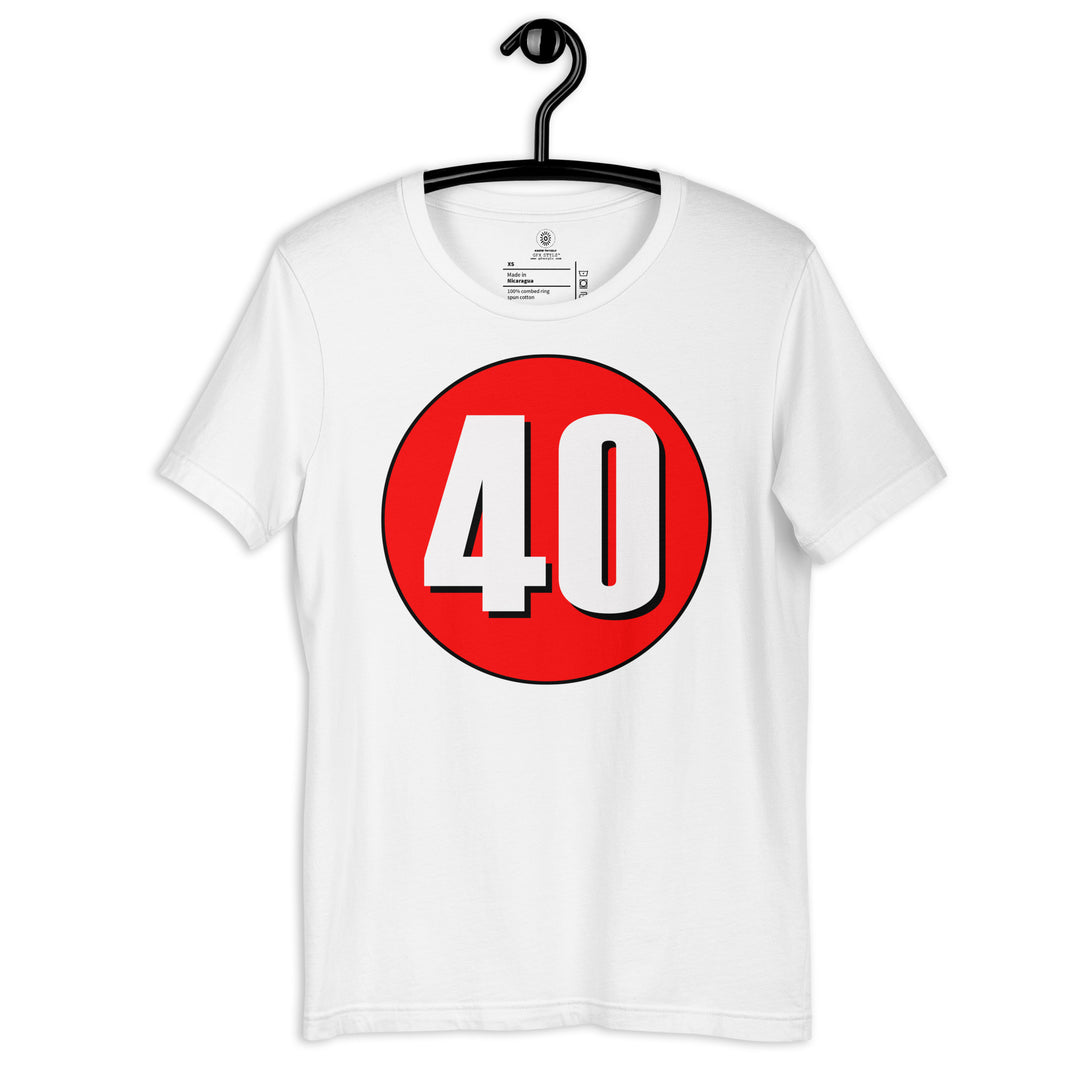 Unisex t-shirt: White on Red 40