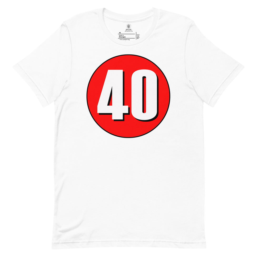 Unisex t-shirt: White on Red 40