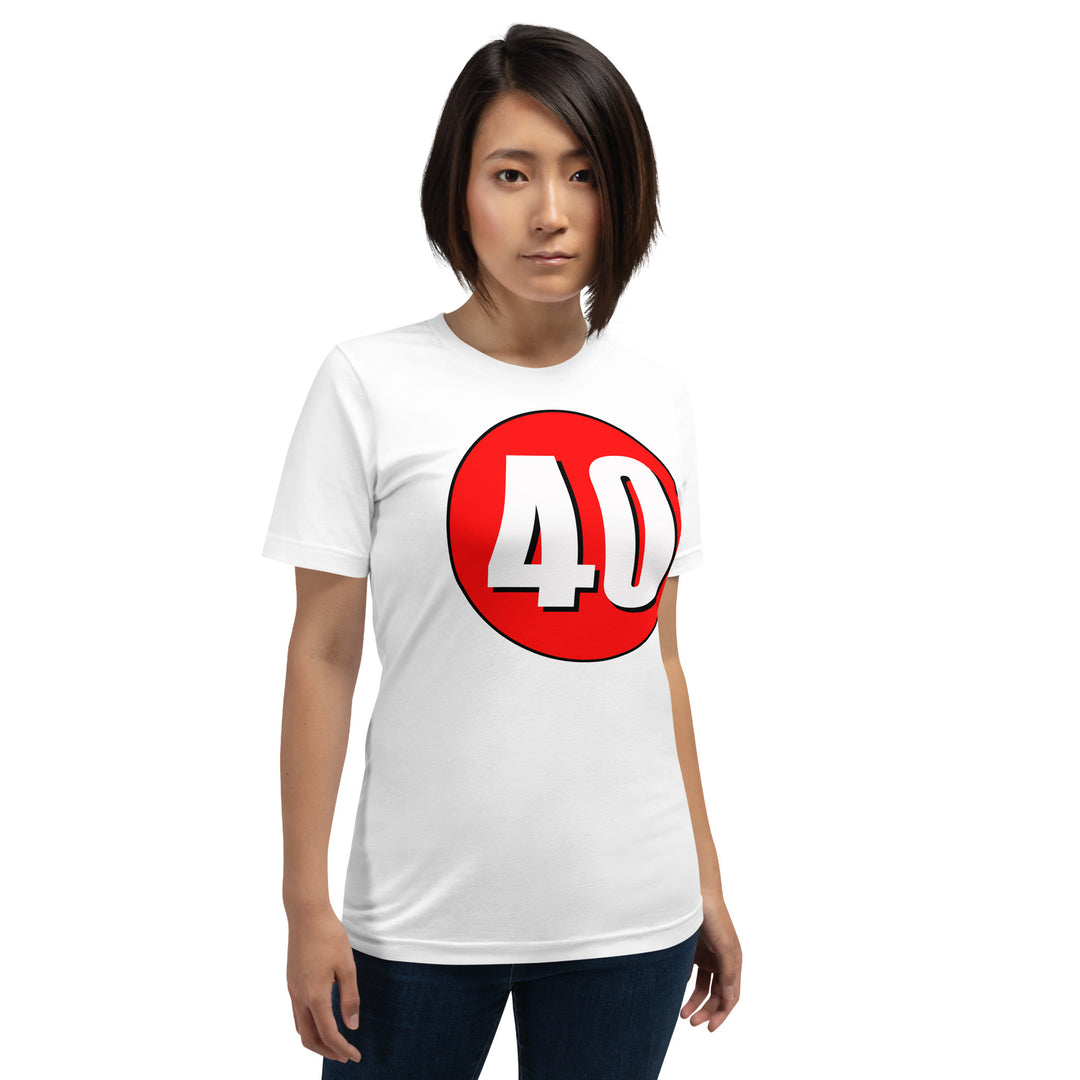 Unisex t-shirt: White on Red 40