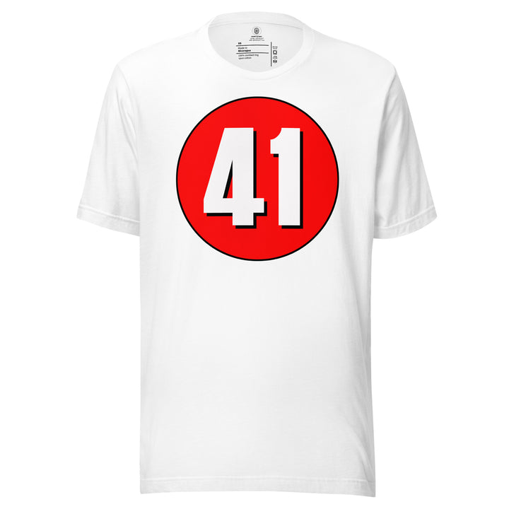 Unisex t-shirt: White on Red 41