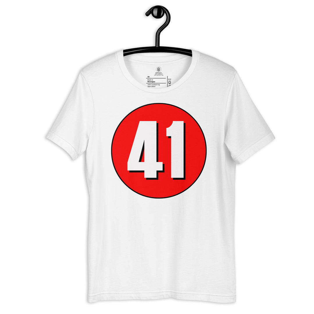 Unisex t-shirt: White on Red 41