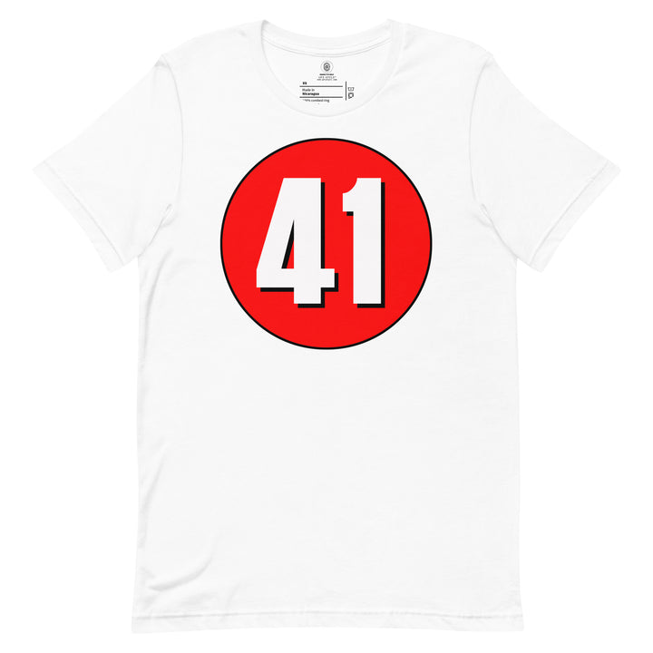 Unisex t-shirt: White on Red 41