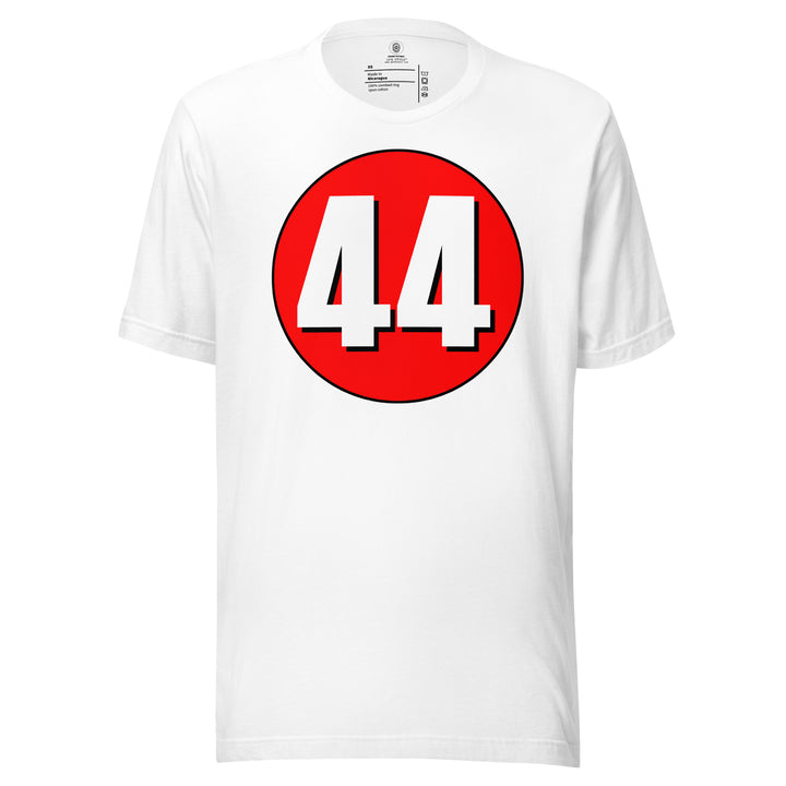 Unisex t-shirt: White on Red 44