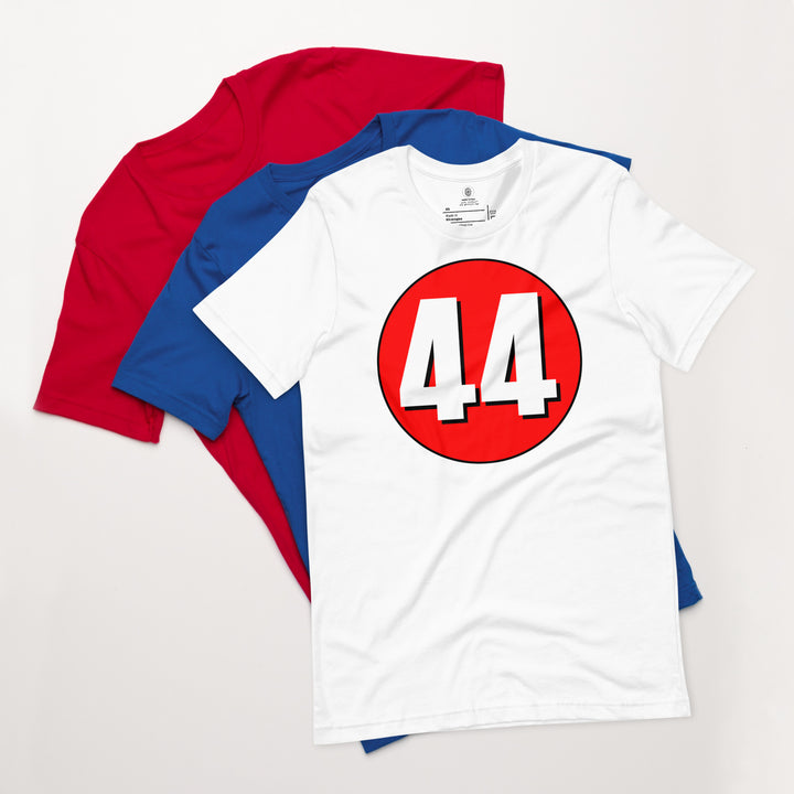 Unisex t-shirt: White on Red 44