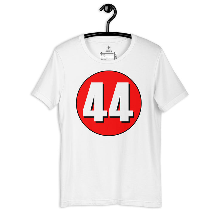 Unisex t-shirt: White on Red 44