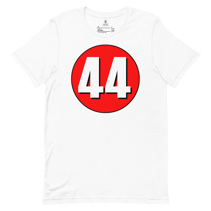 Unisex t-shirt: White on Red 44