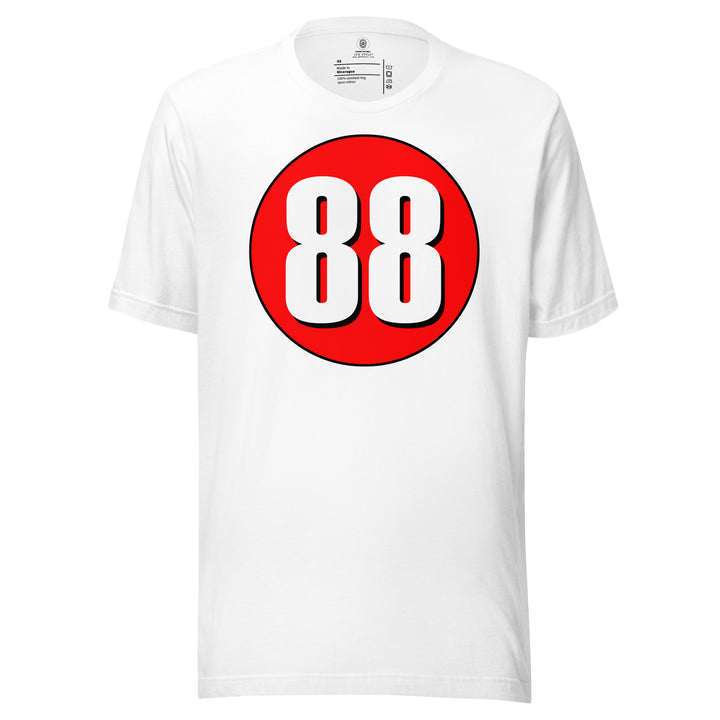 Unisex t-shirt: White on Red 88