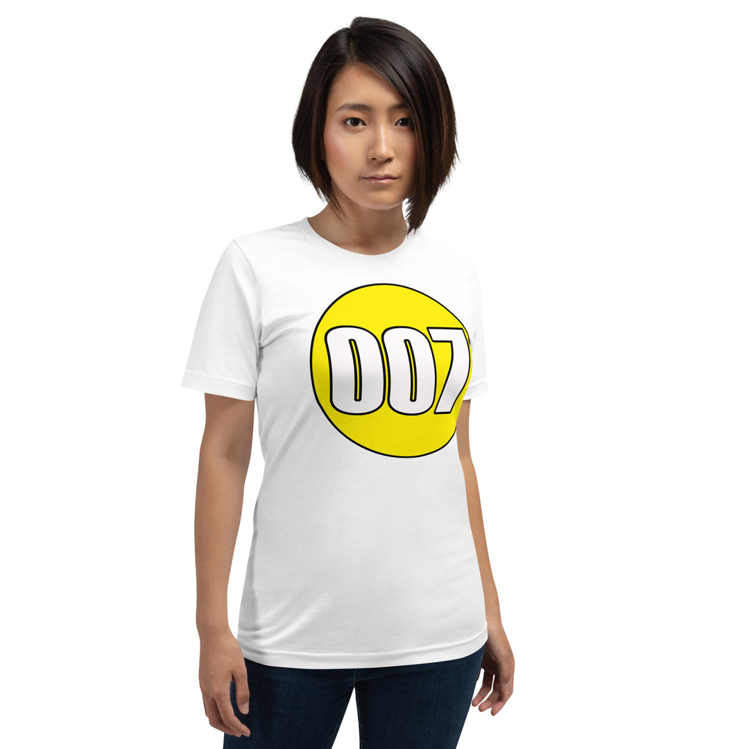 Unisex t-shirt: White on Yellow 007