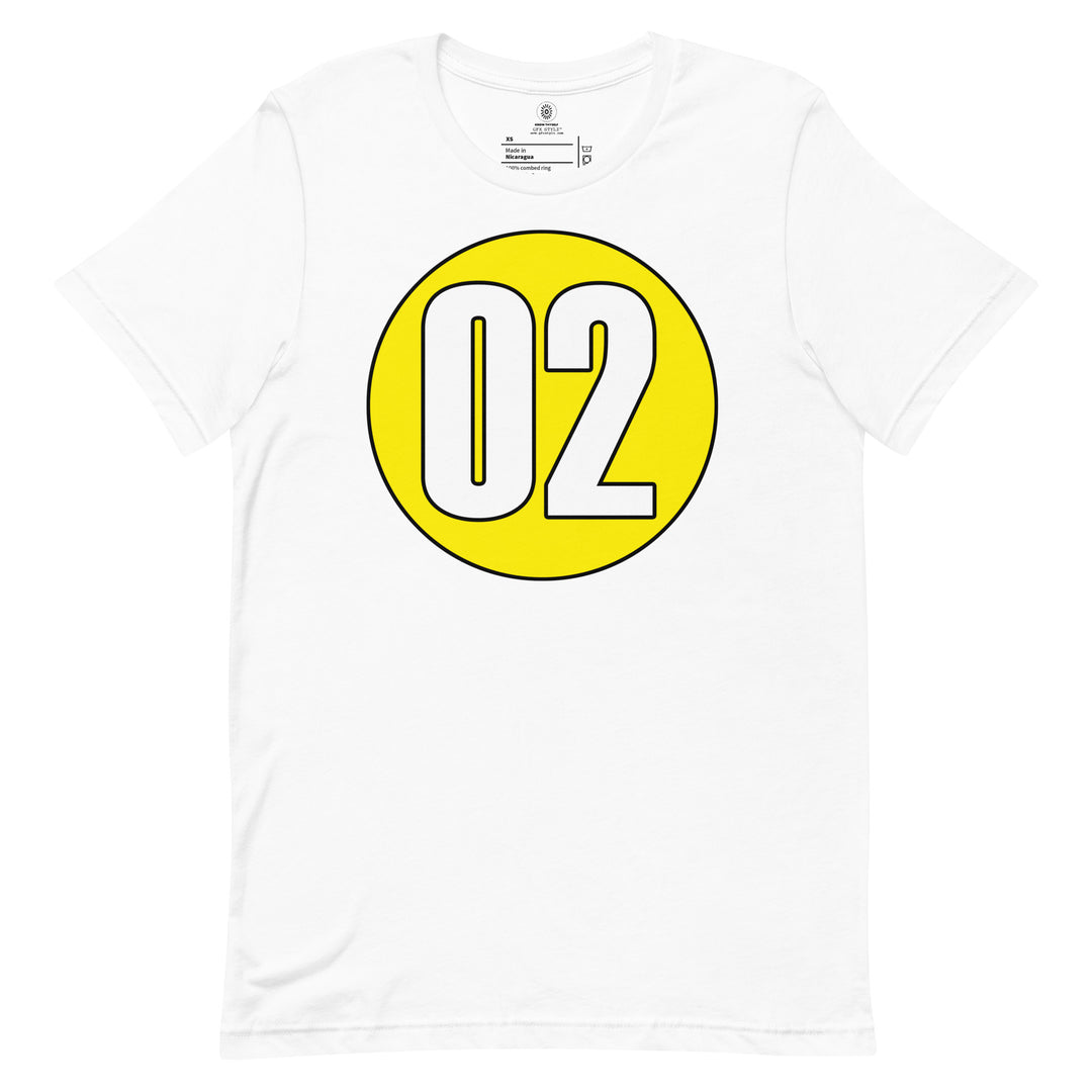 Unisex t-shirt: White on Yellow 02