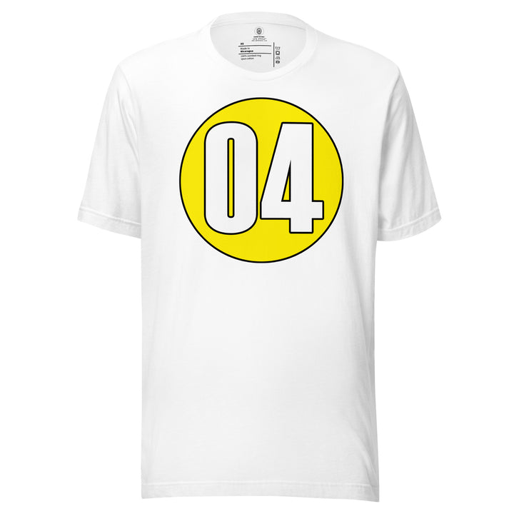 Unisex t-shirt: White on Yellow 04