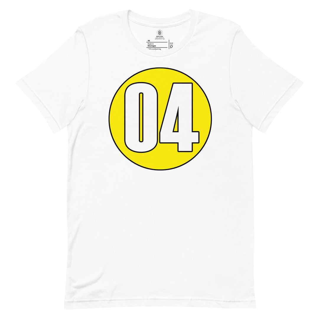 Unisex t-shirt: White on Yellow 04