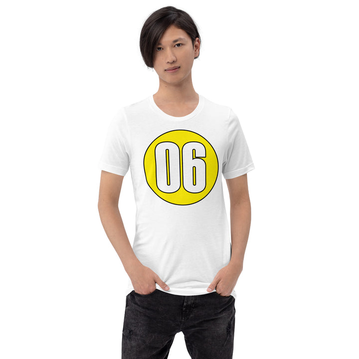 Unisex t-shirt: White on Yellow 06