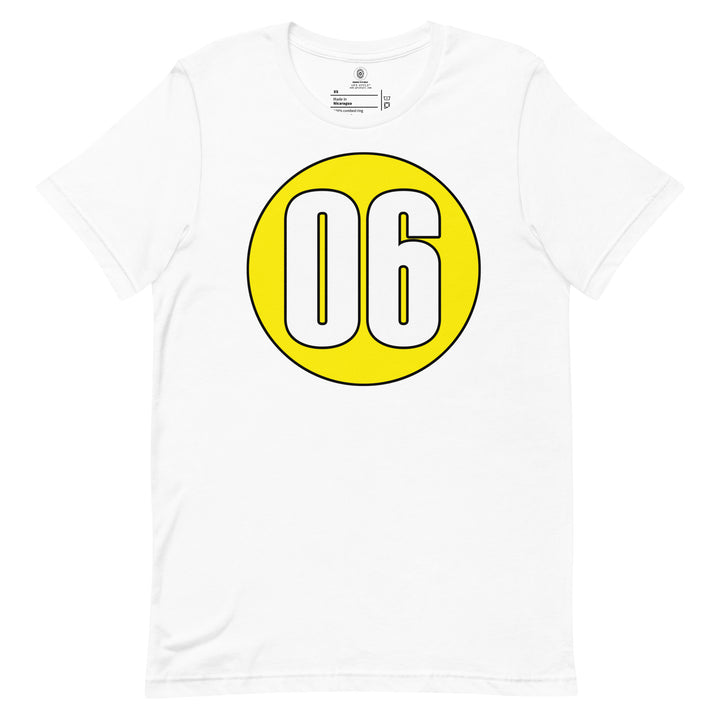 Unisex t-shirt: White on Yellow 06