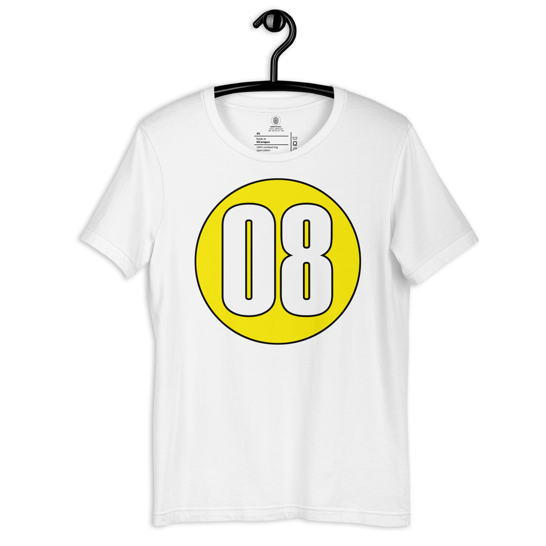 Unisex t-shirt: White on Yellow 08