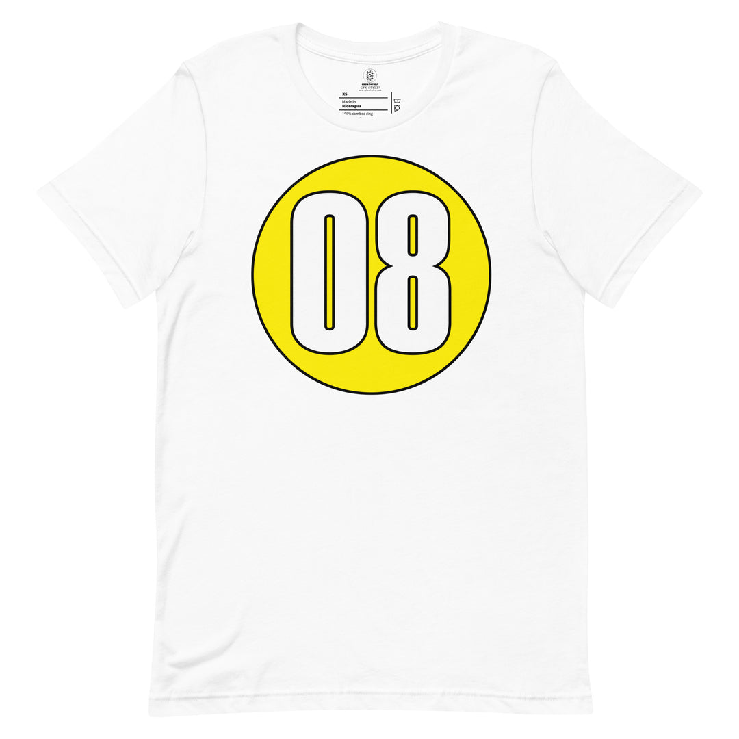 Unisex t-shirt: White on Yellow 08