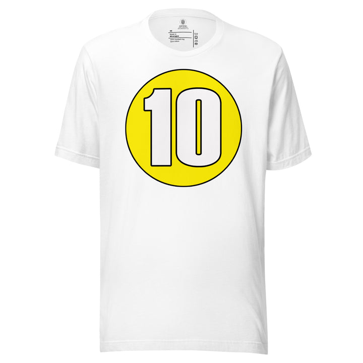 Unisex t-shirt: White on Yellow 10