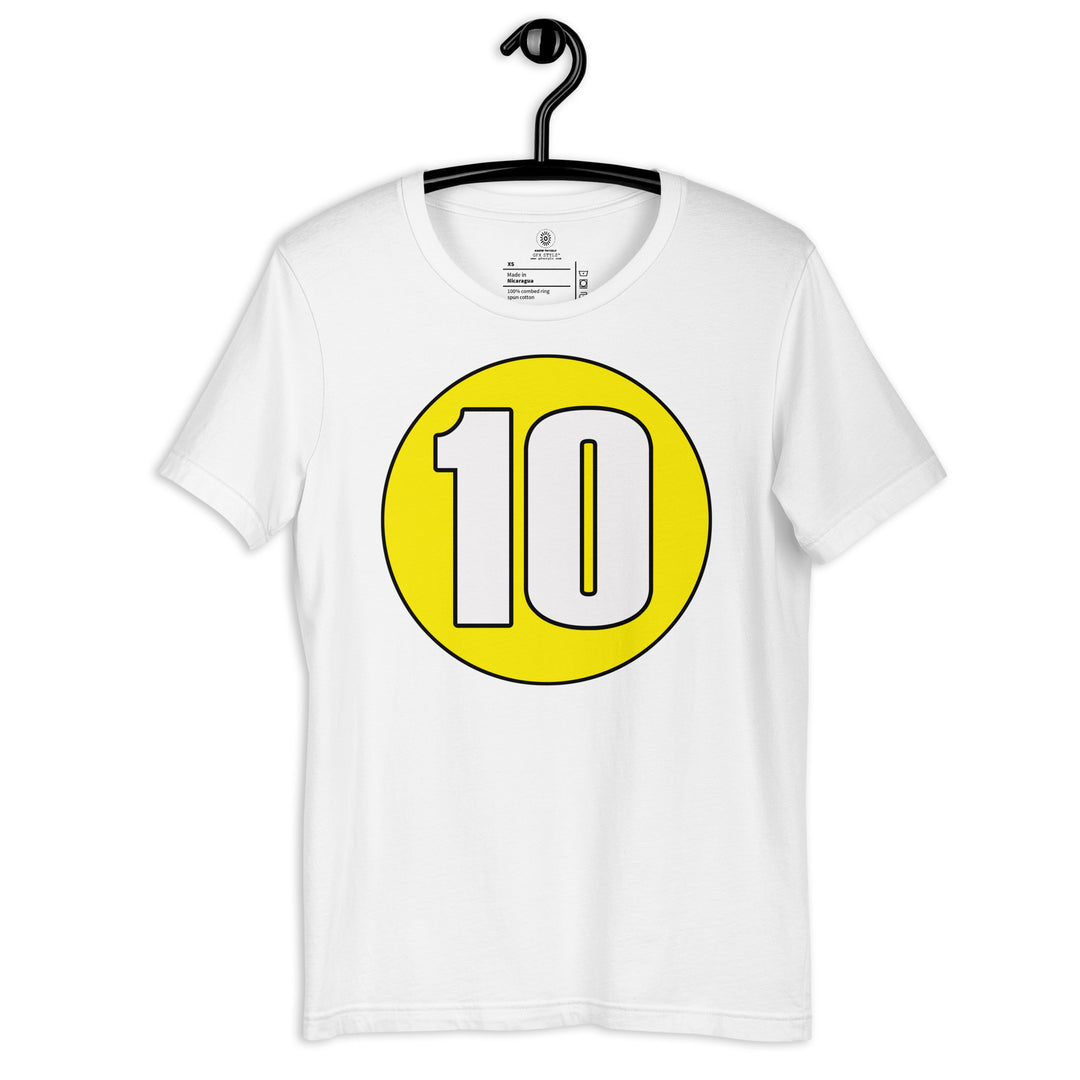 Unisex t-shirt: White on Yellow 10