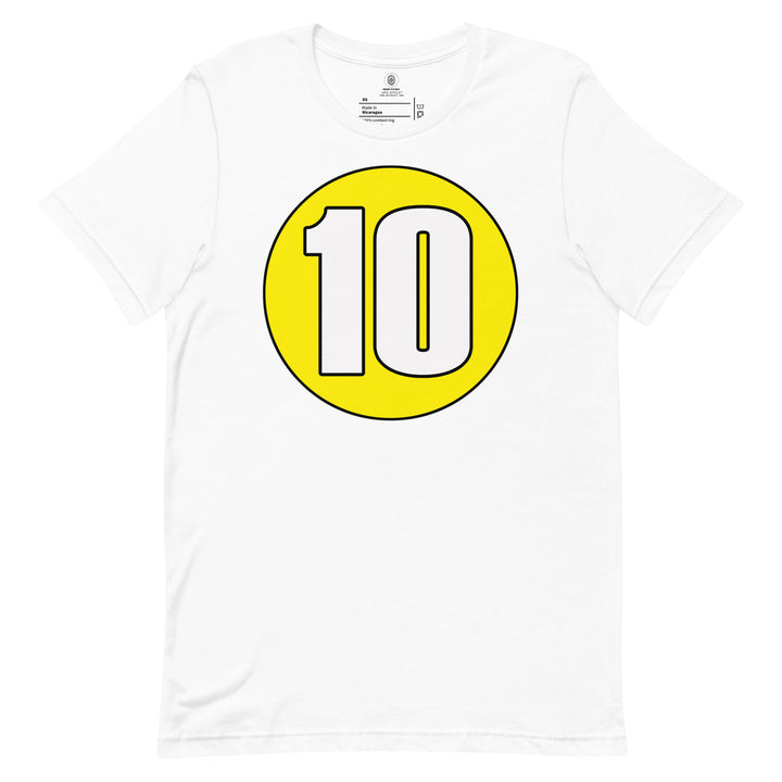 Unisex t-shirt: White on Yellow 10