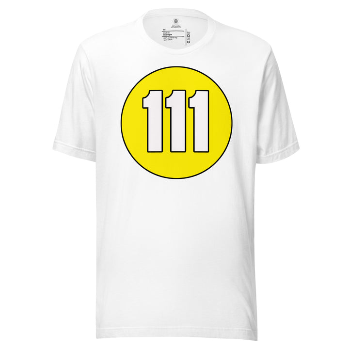 Unisex t-shirt: White on Yellow 111