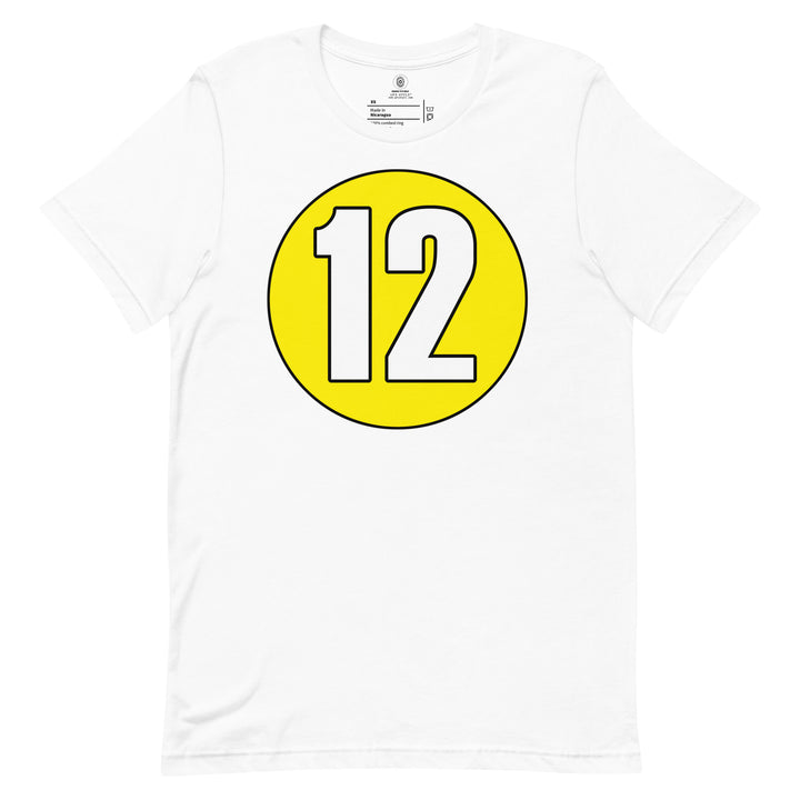 Unisex t-shirt: White on Yellow 12