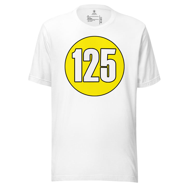 Unisex t-shirt: White on Yellow 125