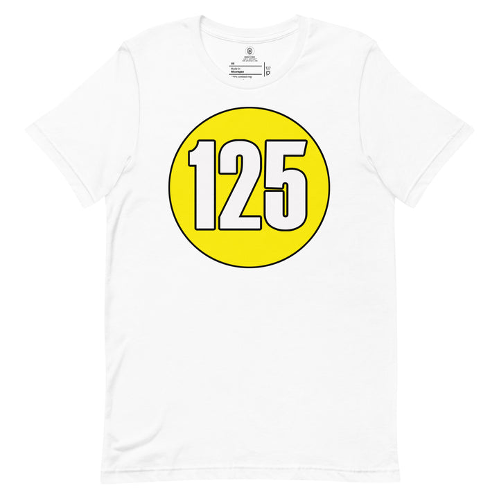 Unisex t-shirt: White on Yellow 125