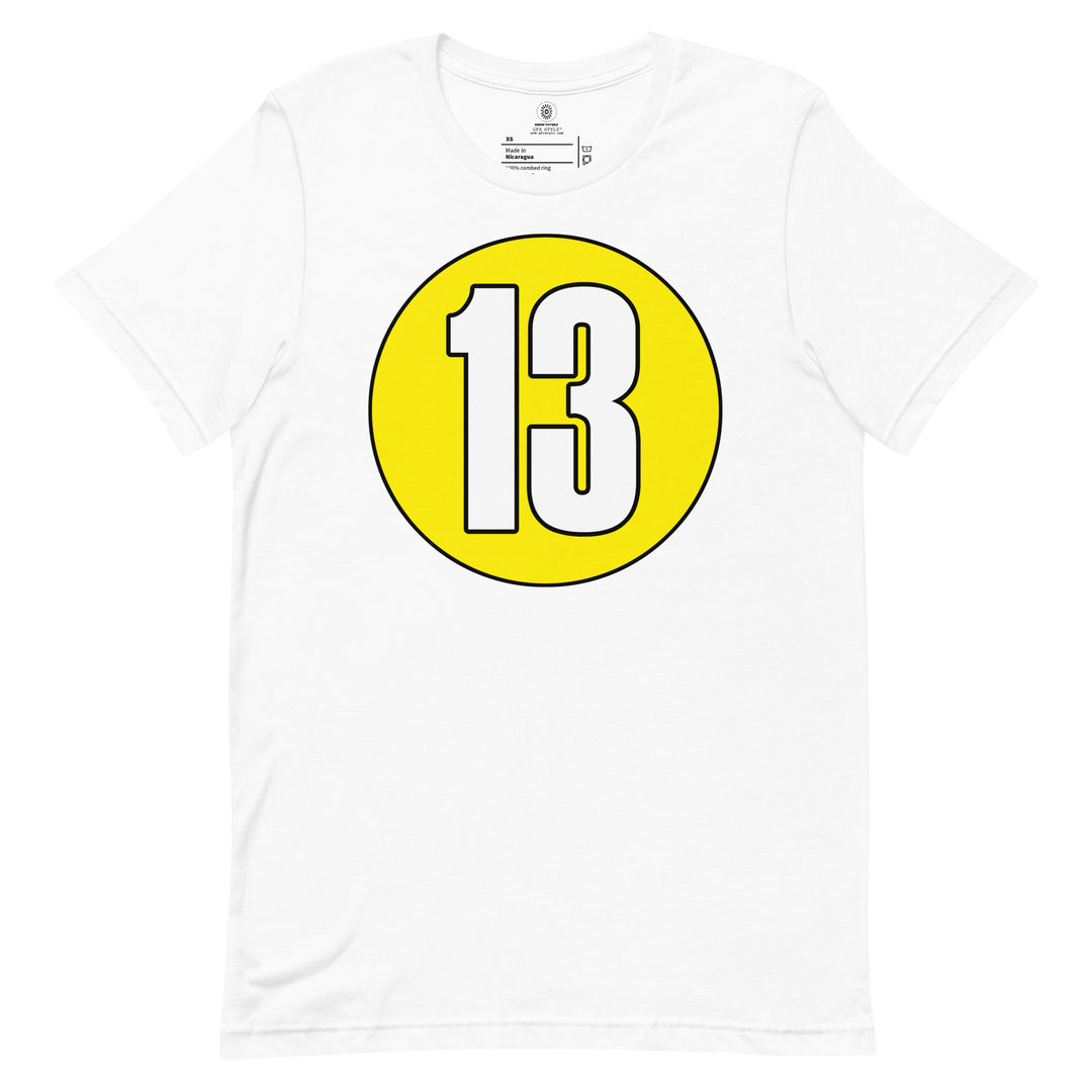 Unisex t-shirt: White on Yellow 13