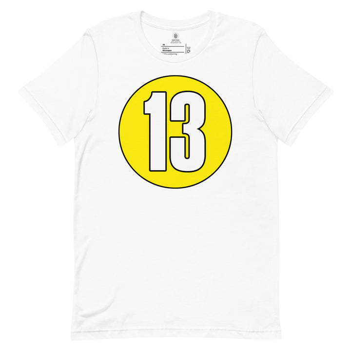 Unisex t-shirt: White on Yellow 13