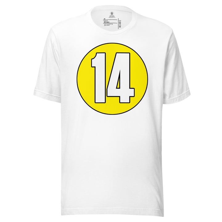 Unisex t-shirt: White on Yellow 14