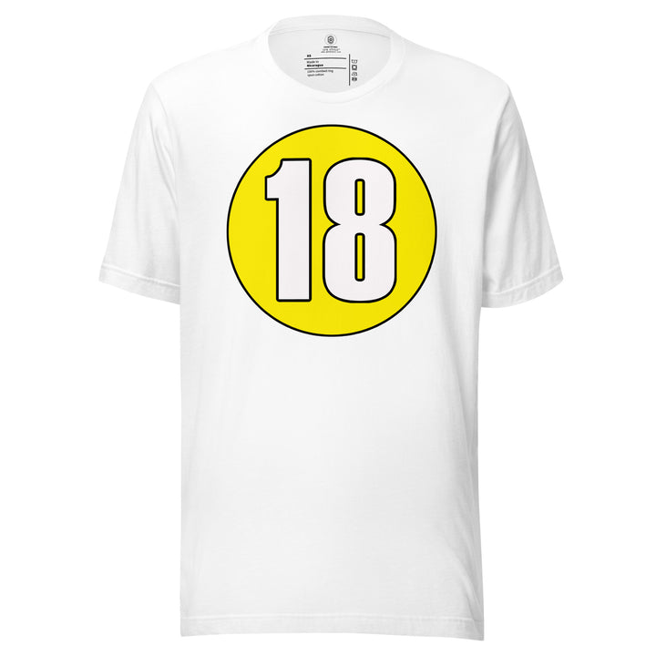 Unisex t-shirt: White on Yellow 18