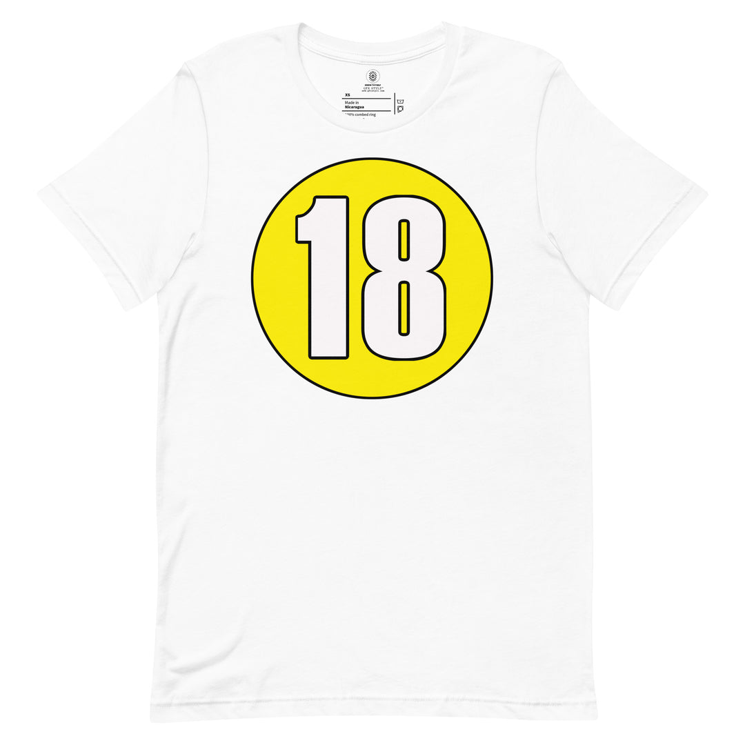 Unisex t-shirt: White on Yellow 18