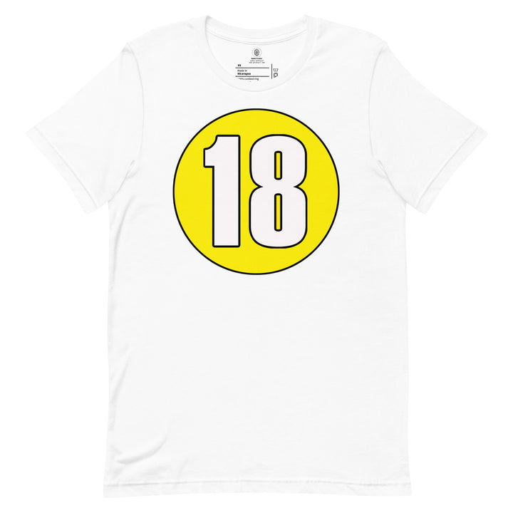 Unisex t-shirt: White on Yellow 18