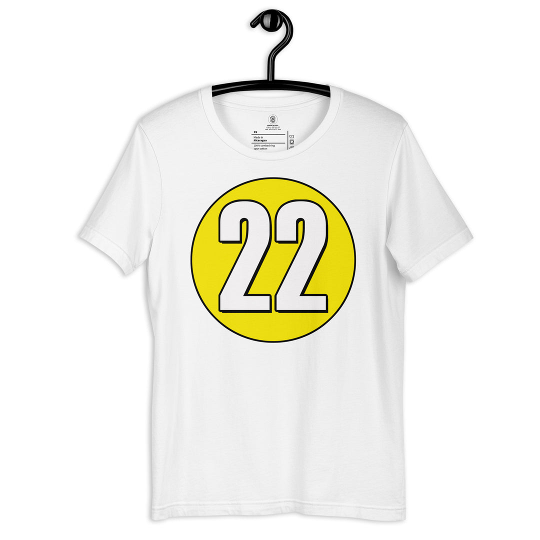 Unisex t-shirt: White on Yellow 22