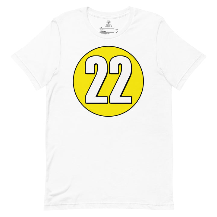 Unisex t-shirt: White on Yellow 22