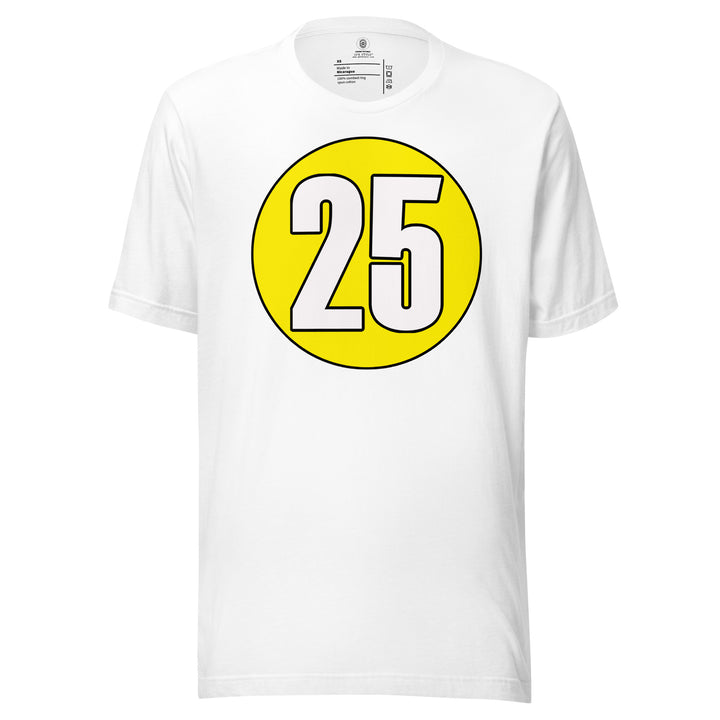 Unisex t-shirt: White on Yellow 25