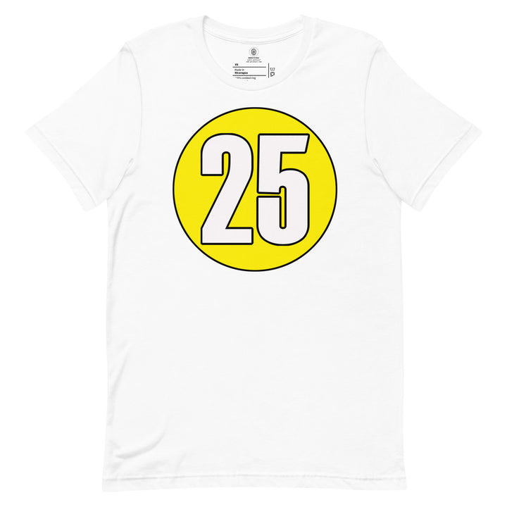 Unisex t-shirt: White on Yellow 25