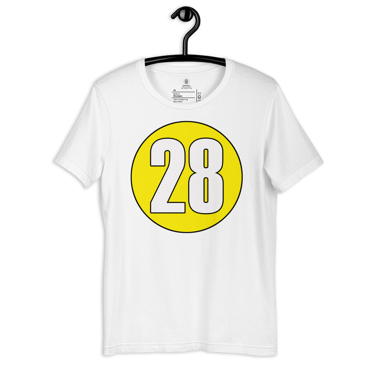 Unisex t-shirt: White on Yellow 28