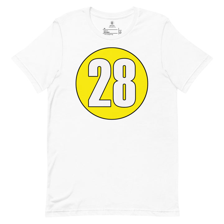 Unisex t-shirt: White on Yellow 28