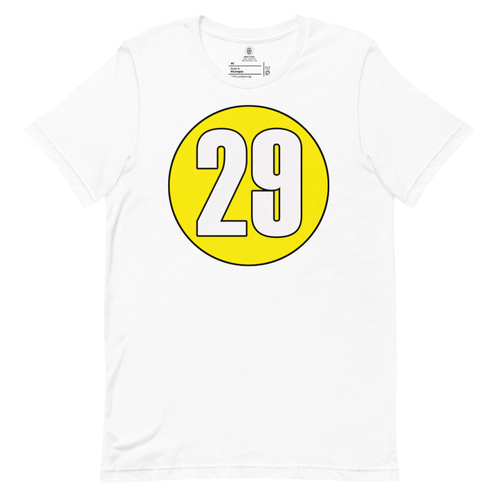 Unisex t-shirt: White on Yellow 29