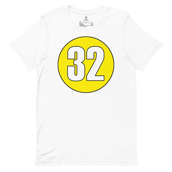 Unisex t-shirt: White on Yellow 32