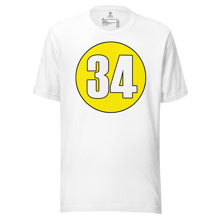 Unisex t-shirt: White on Yellow 34