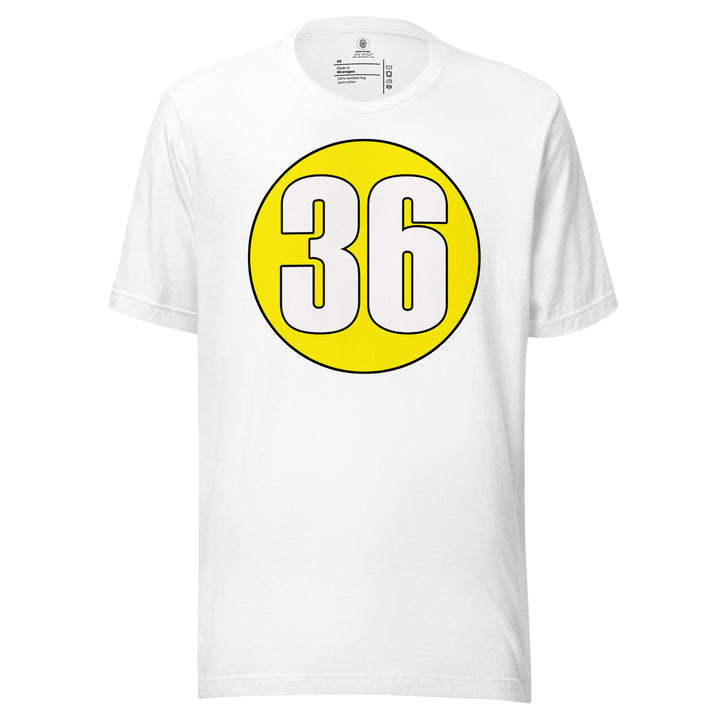 Unisex t-shirt: White on Yellow 36