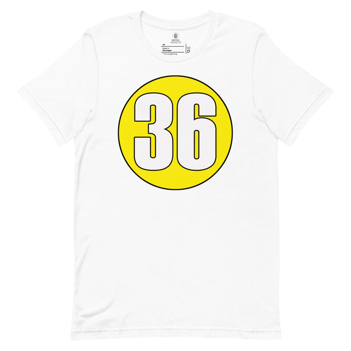 Unisex t-shirt: White on Yellow 36