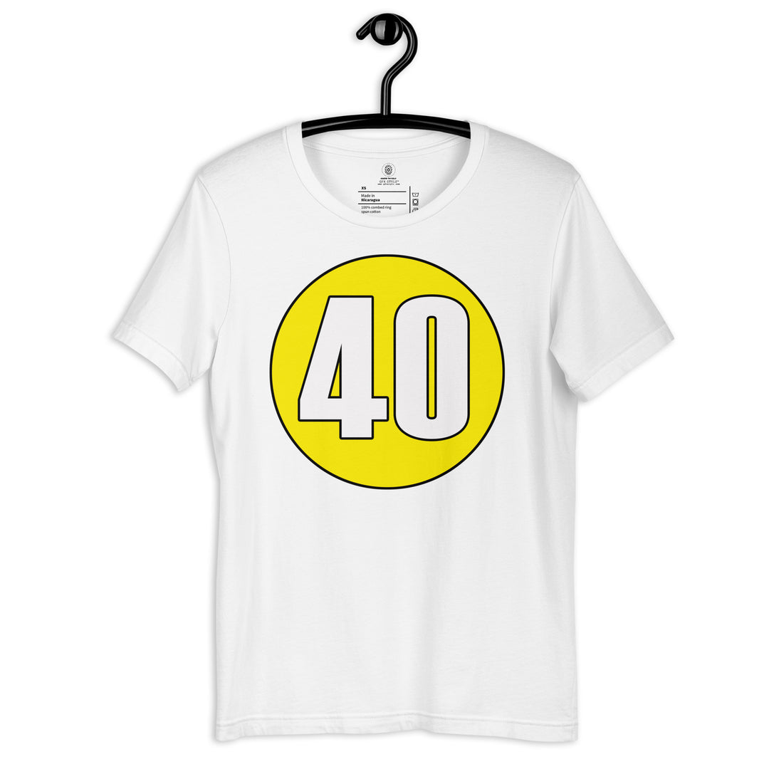 Unisex t-shirt: White on Yellow 40