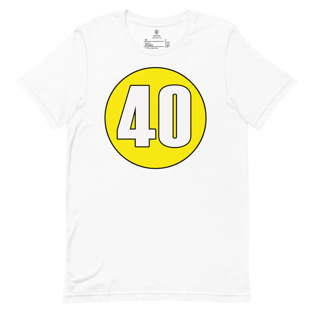 Unisex t-shirt: White on Yellow 40