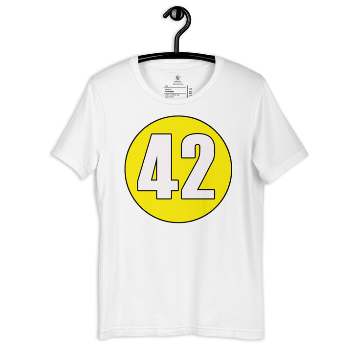 Unisex t-shirt: White on Yellow 42